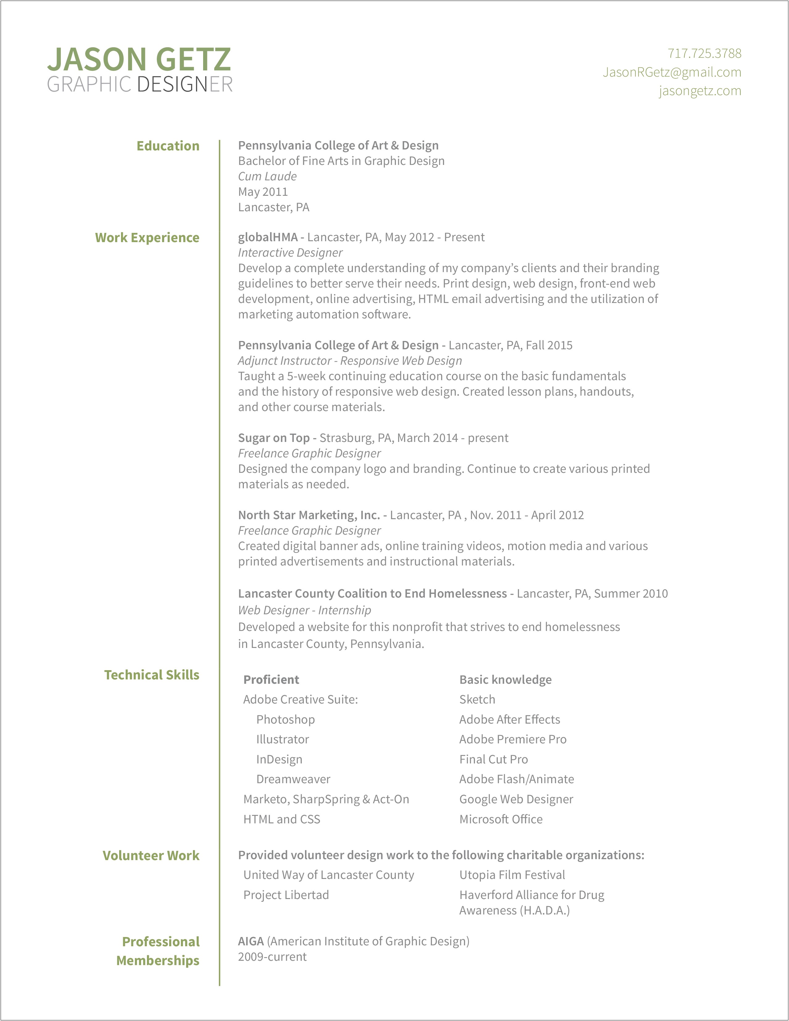 Sample No Experience Graphic Designer Resume