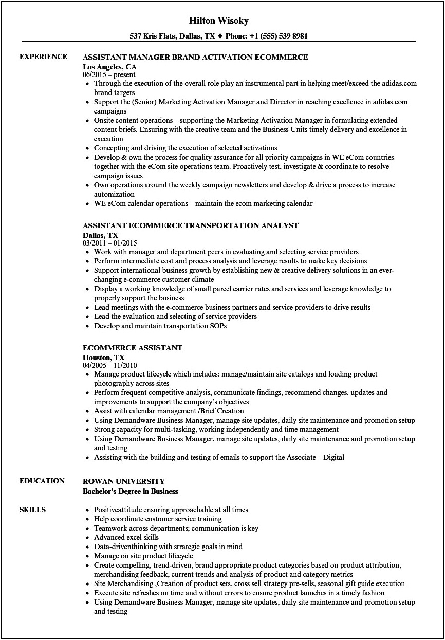 Sample Objective For Virtual Assistant Resume