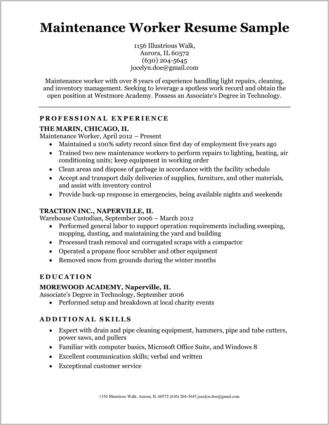 Sample Objectives For A Resume For A Laborer