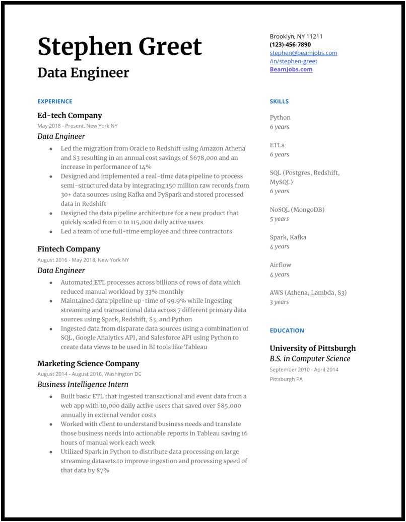 Sample Of A Good Engineering Resume