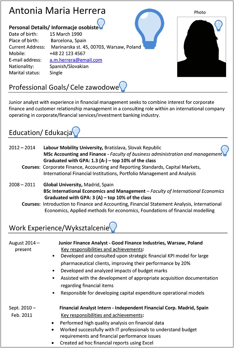 Sample Of A Well Written Finance Resume