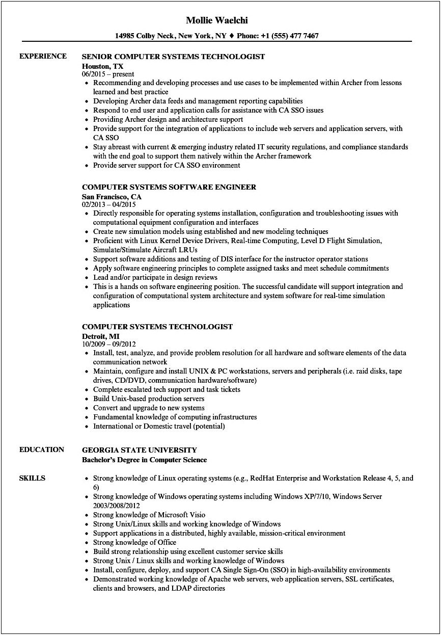 Sample Of Computer Skills In Resume