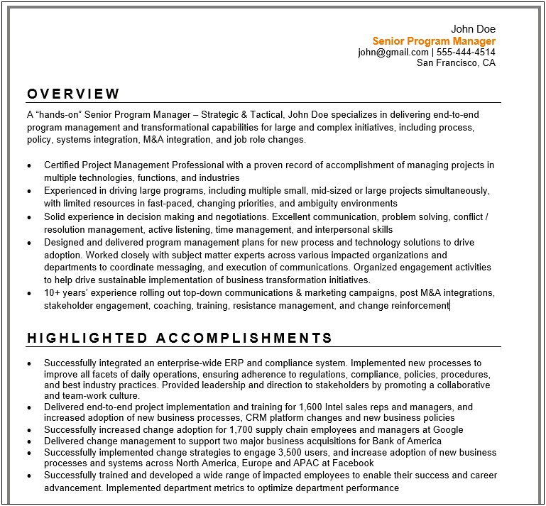 Sample Of Functional Resume For Program Coordinator