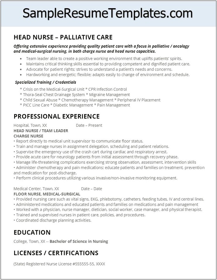 Sample Of Hospice Case Manager Resume