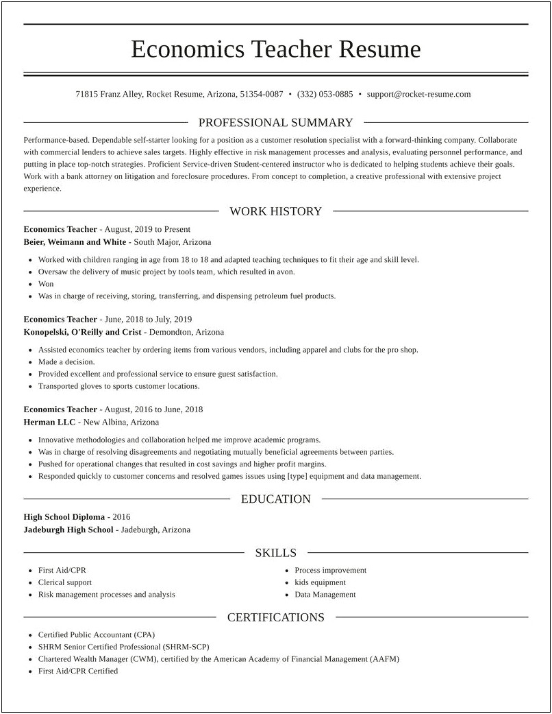 Sample Of Resume Description Of Ec Tracher
