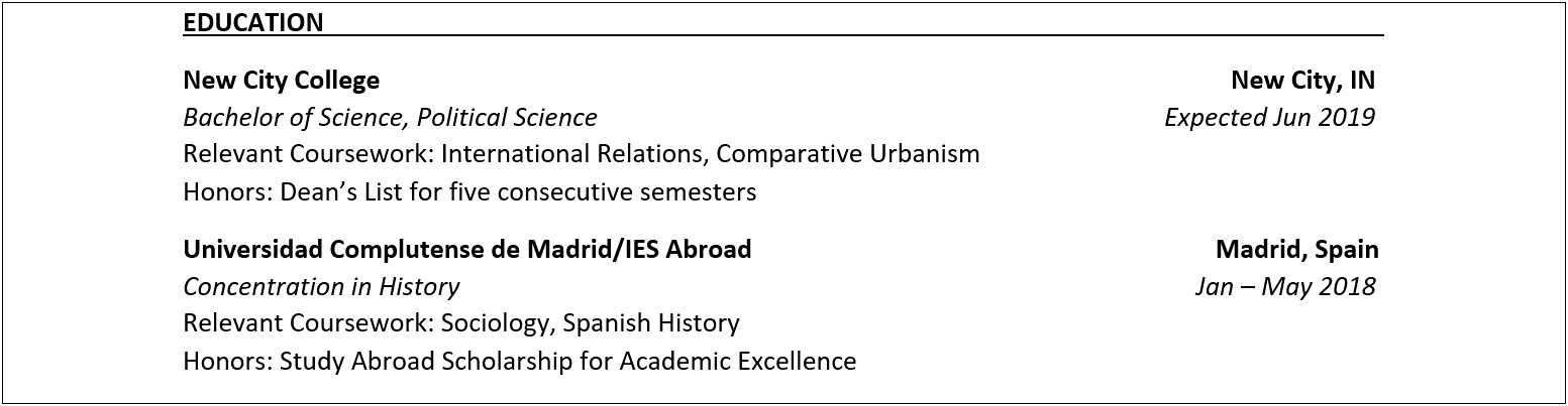 Sample Of Resume For Job A Scholarship