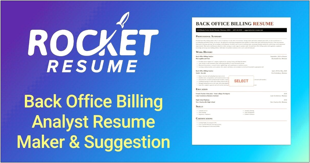 Sample Of Resume Objective For Billing Analyst