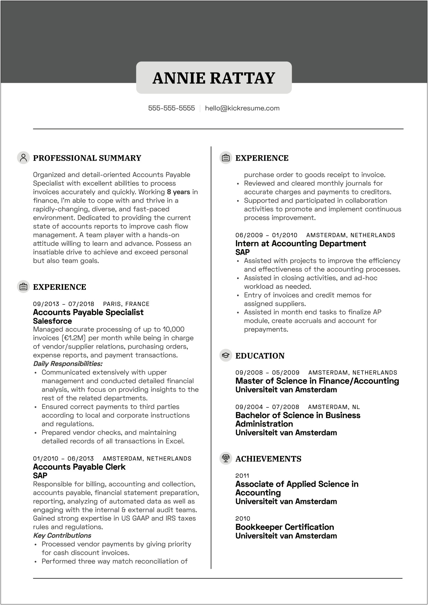 Sample Of Resume Summaryfor Accounting Clerc