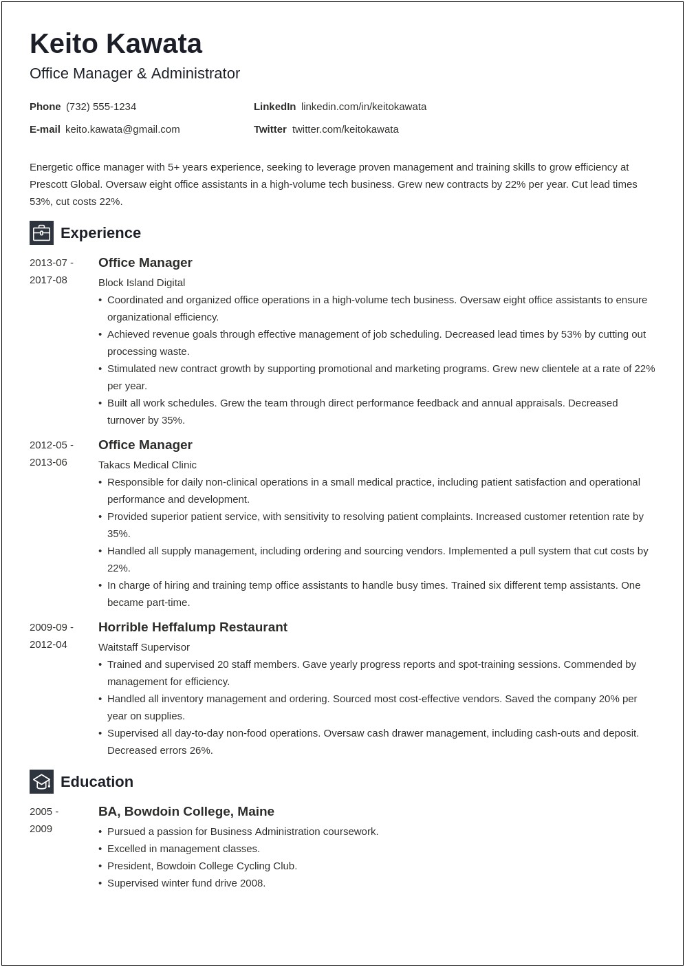 Sample Office Manager Job Description Resume