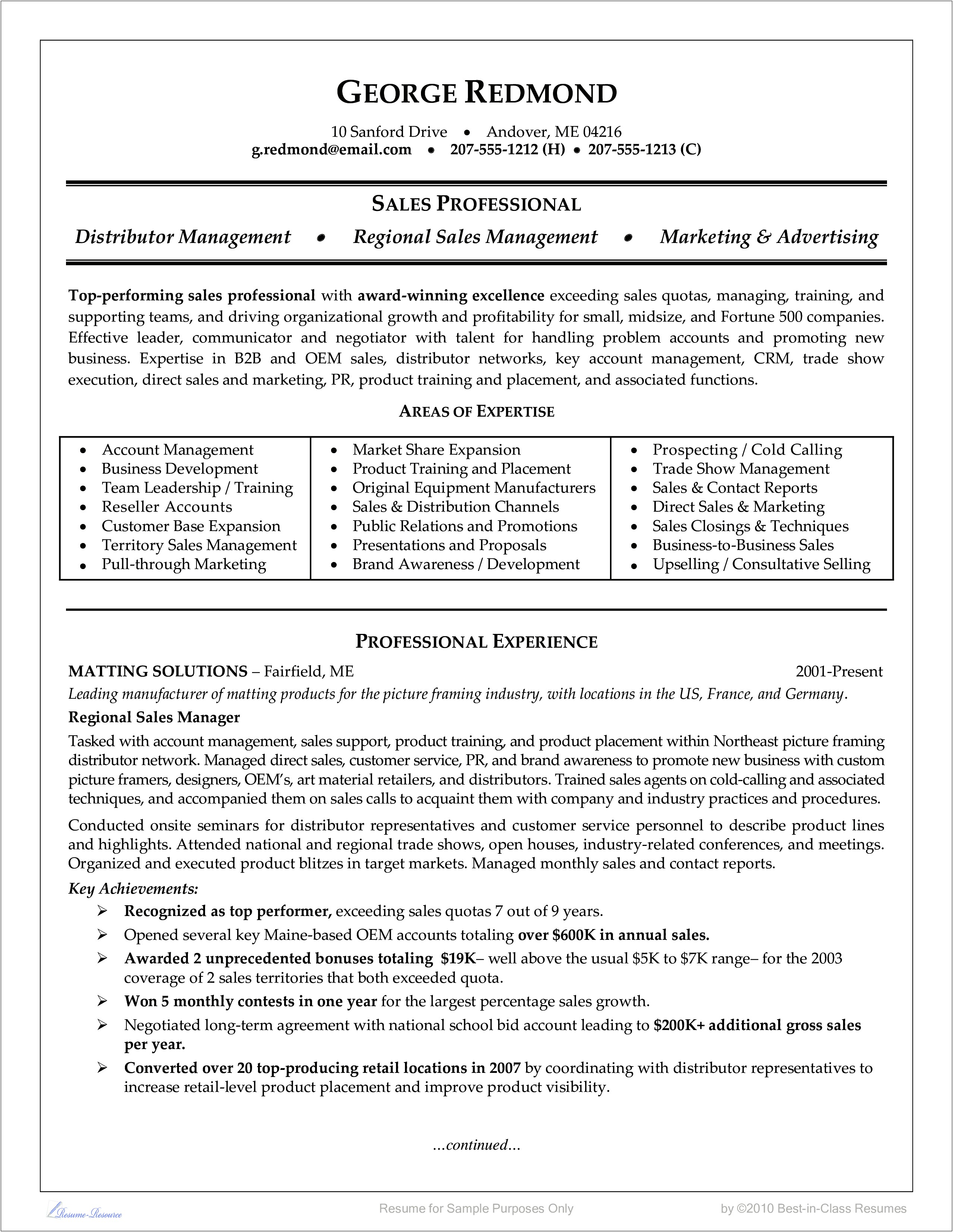 Sample Phrases And Suggestion For Sales Resume