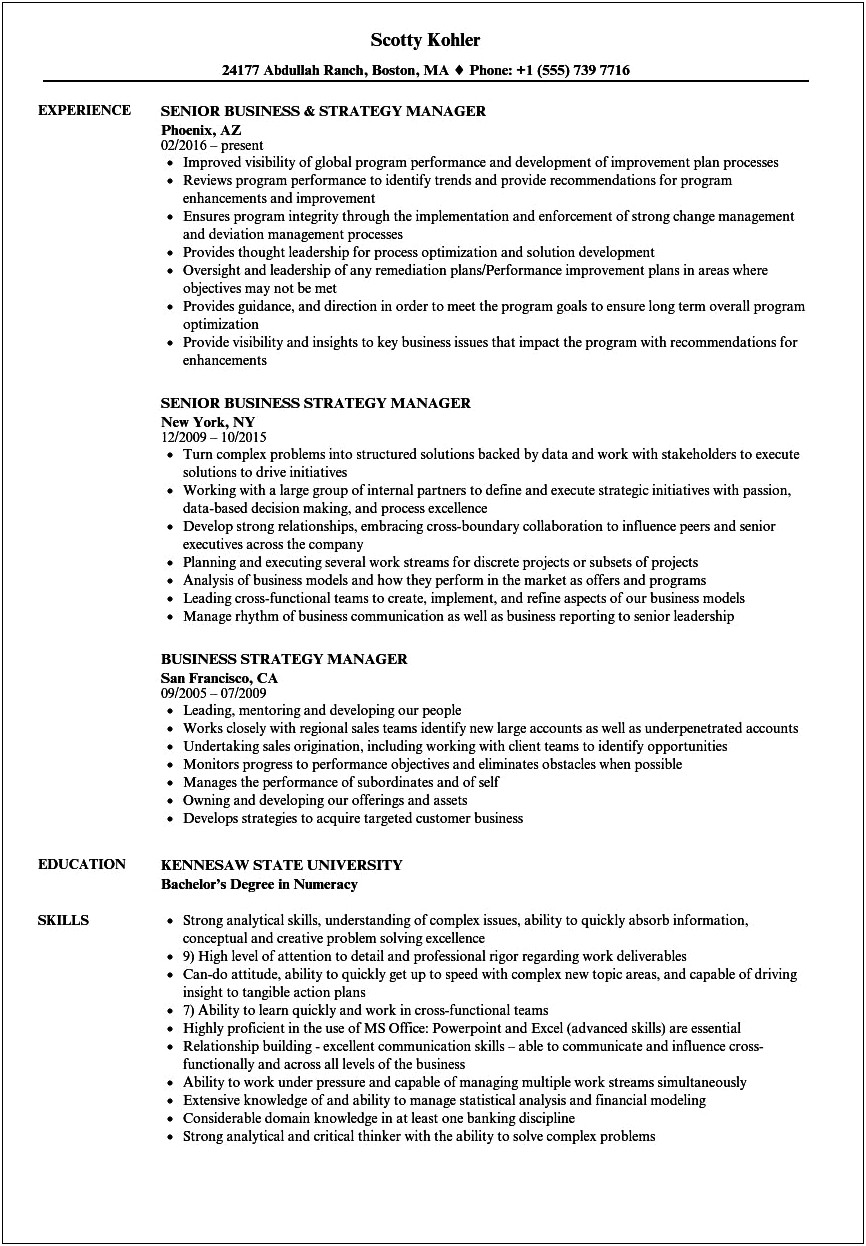 Sample Positioning Statement For A Resume