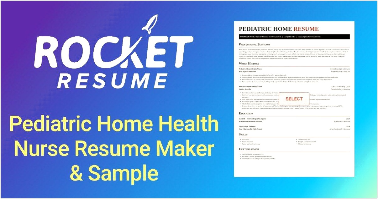 Sample Professional Resume For A Home Health Nurse