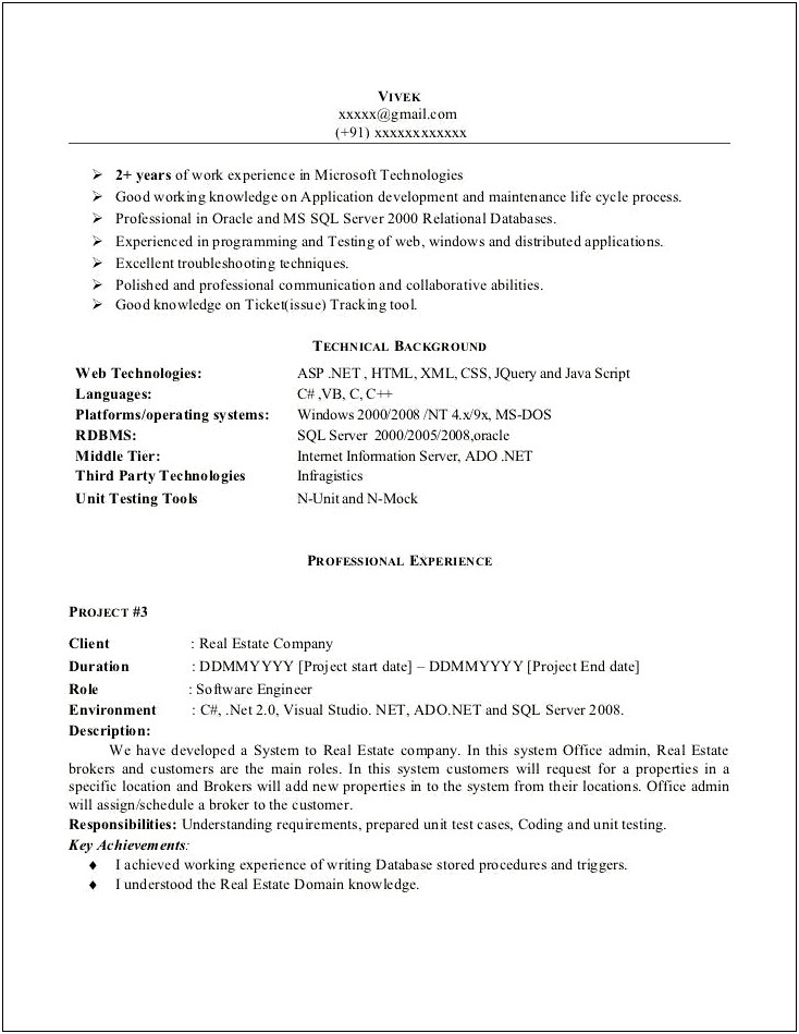 Sample Resume 2 Years Experience Java