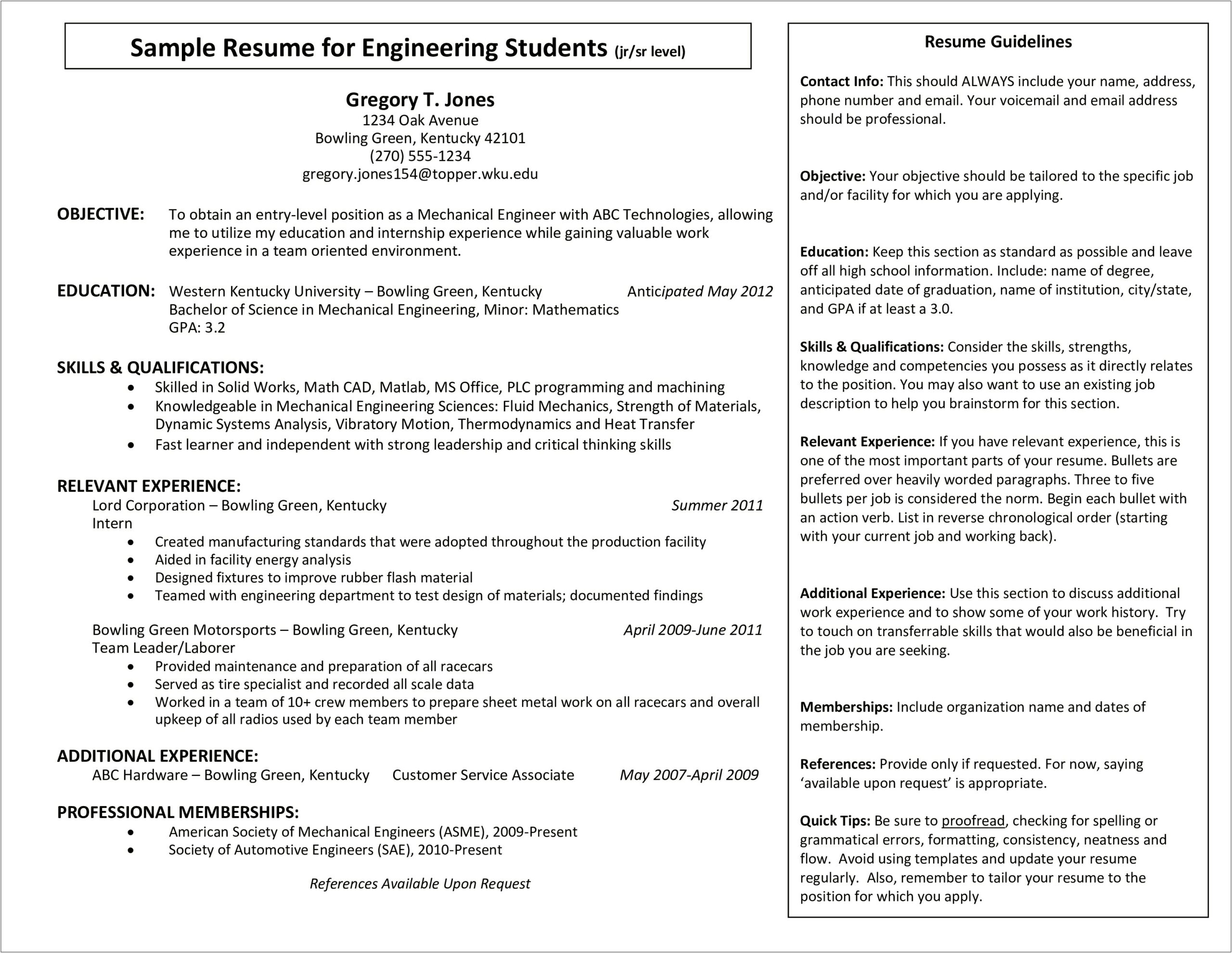 Sample Resume And Place For References Available