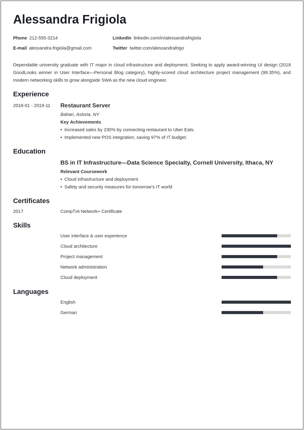 Sample Resume Area Of Strength It