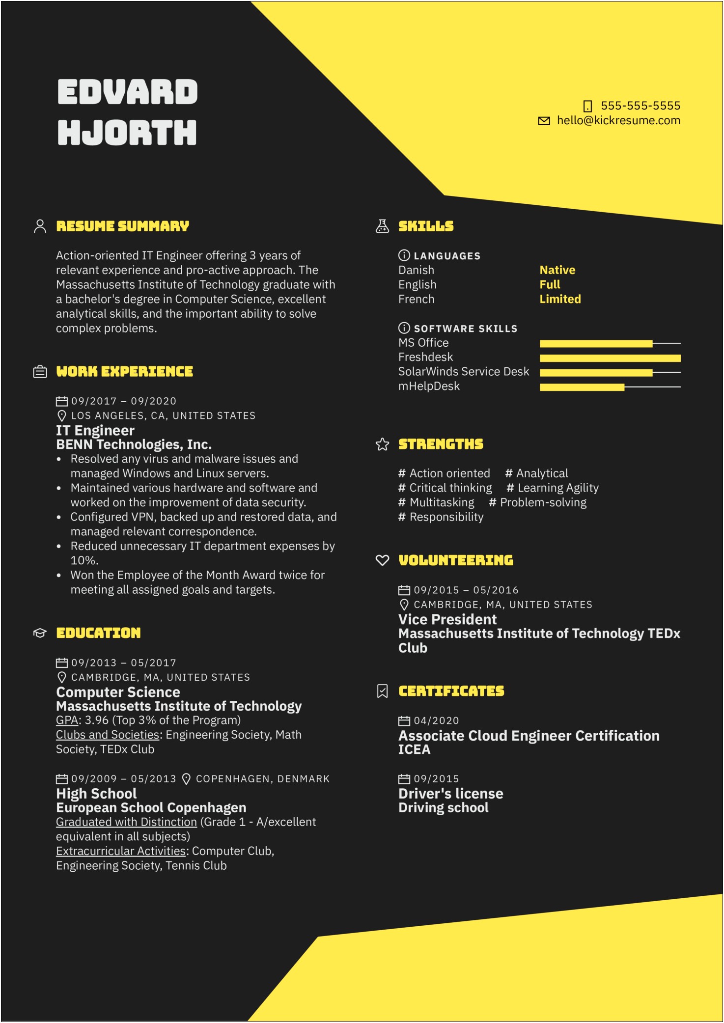 Sample Resume Bachelor Degree Cyber Security