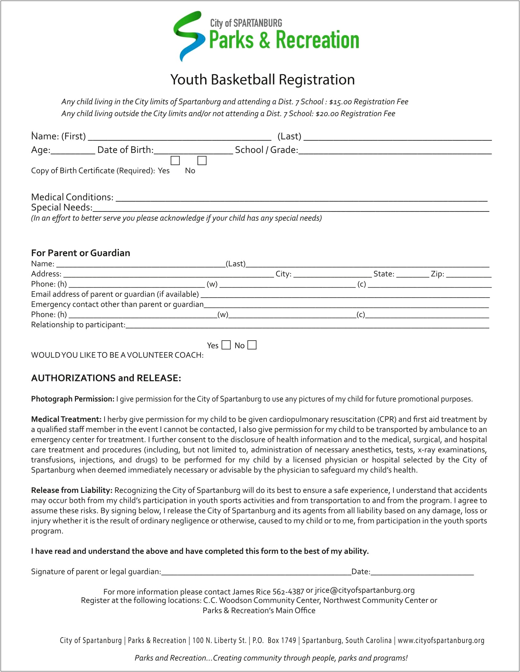 Sample Resume Basketball Registration Form Template