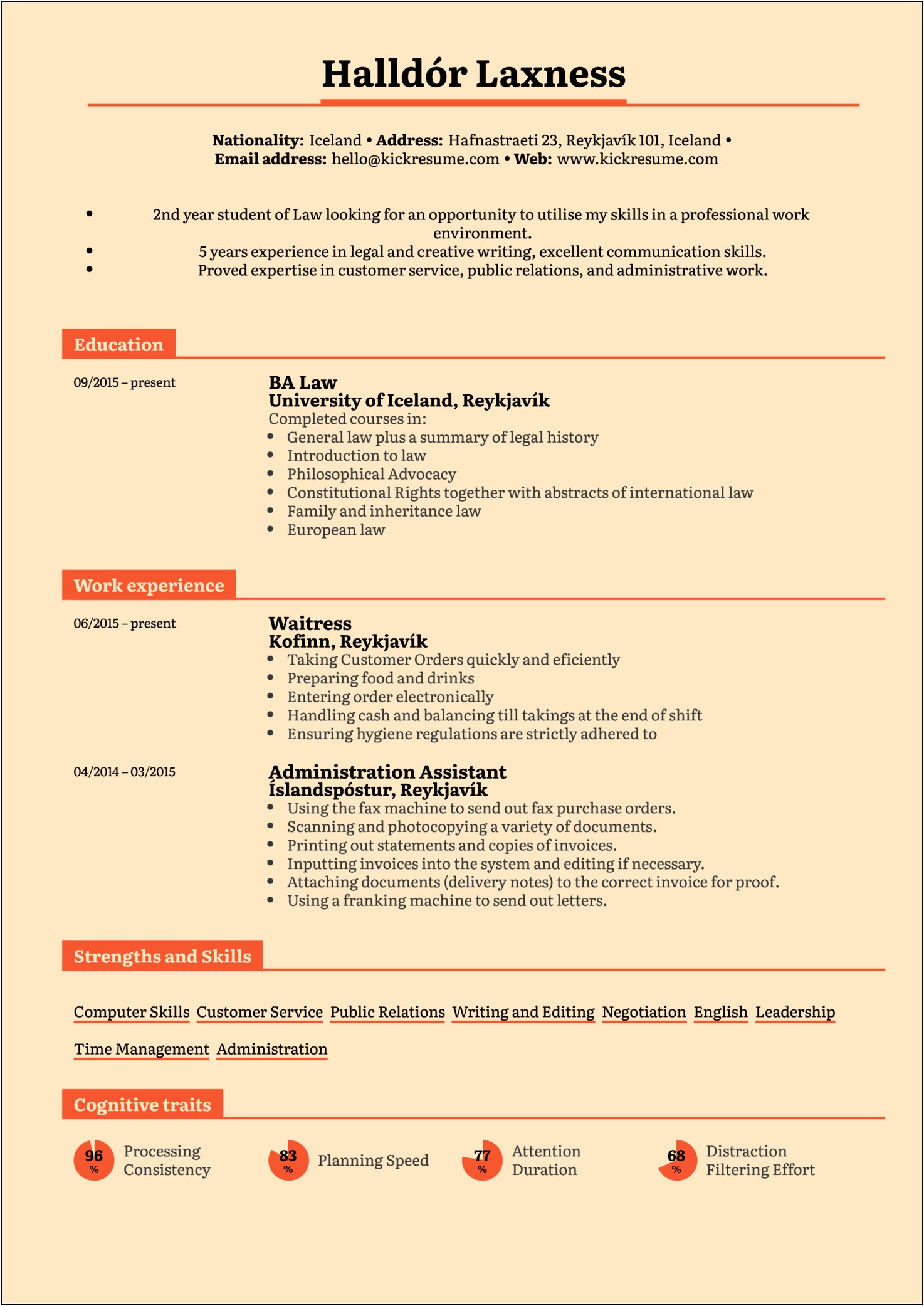 Sample Resume First Year Law Student