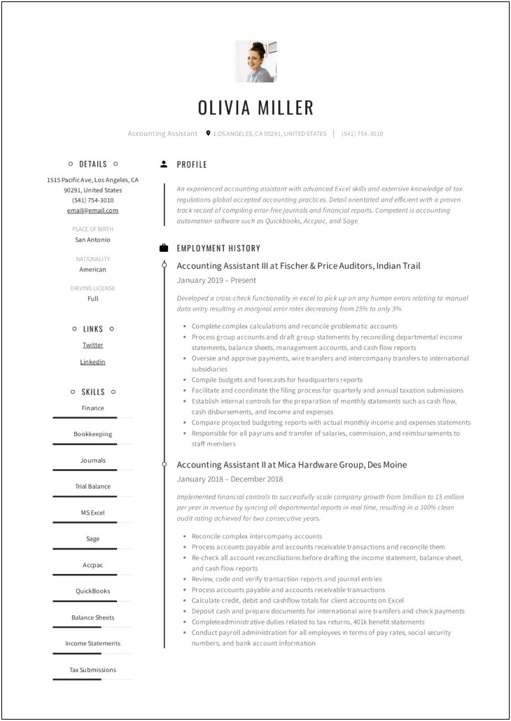 Sample Resume For 1 Year Experience In Finance