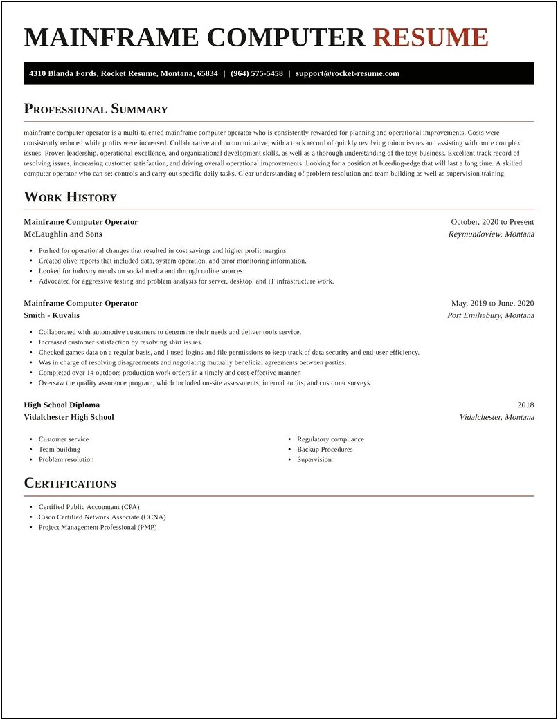 Sample Resume For 2 Years Experienced Mainframe Developer