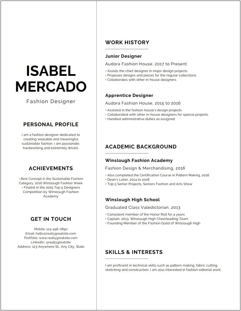 Sample Resume For A Chef Apprentice