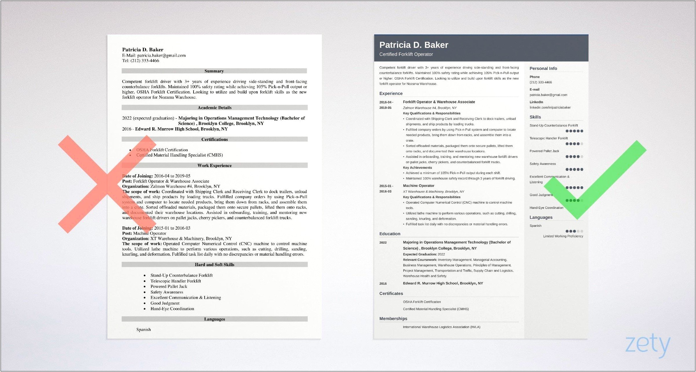 Sample Resume For A Mover Forklift