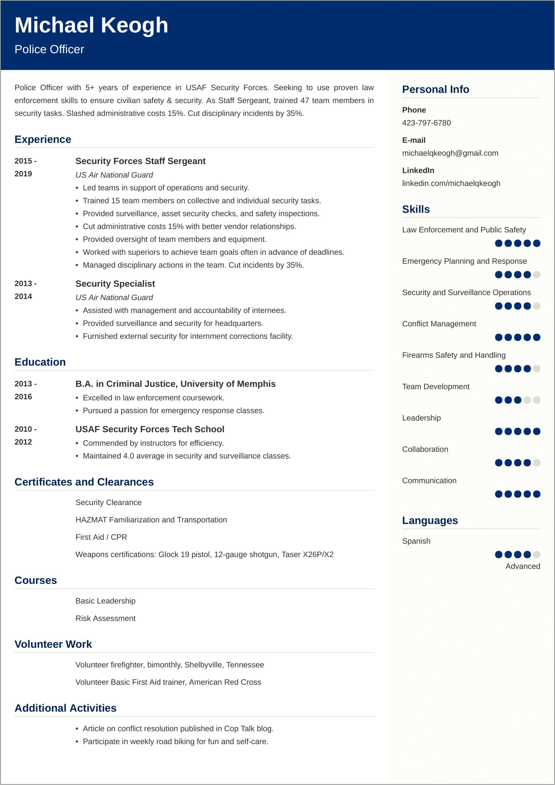 Sample Resume For A Site Inspector Training Instructor