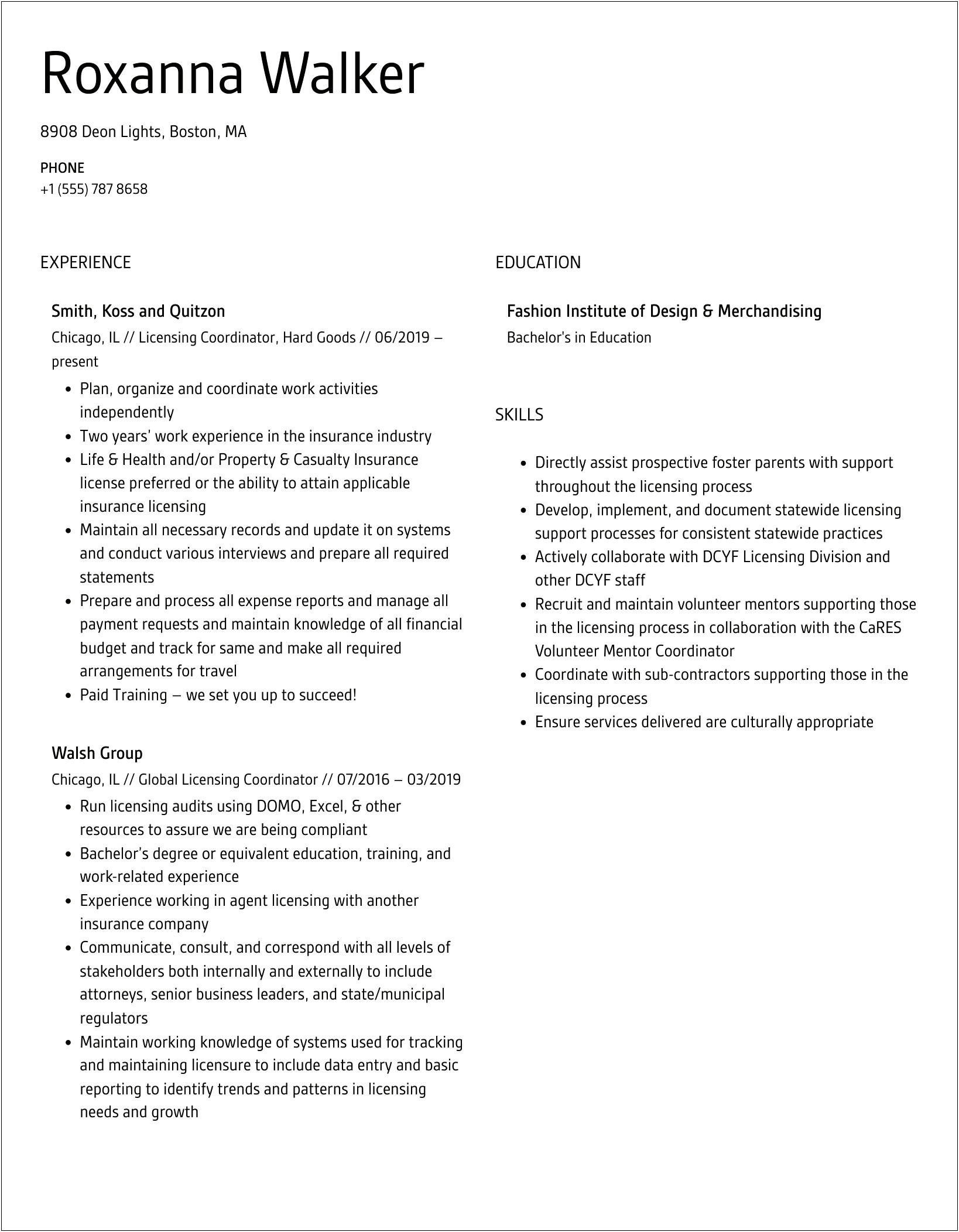 Sample Resume For Academic Licensing Coordinator