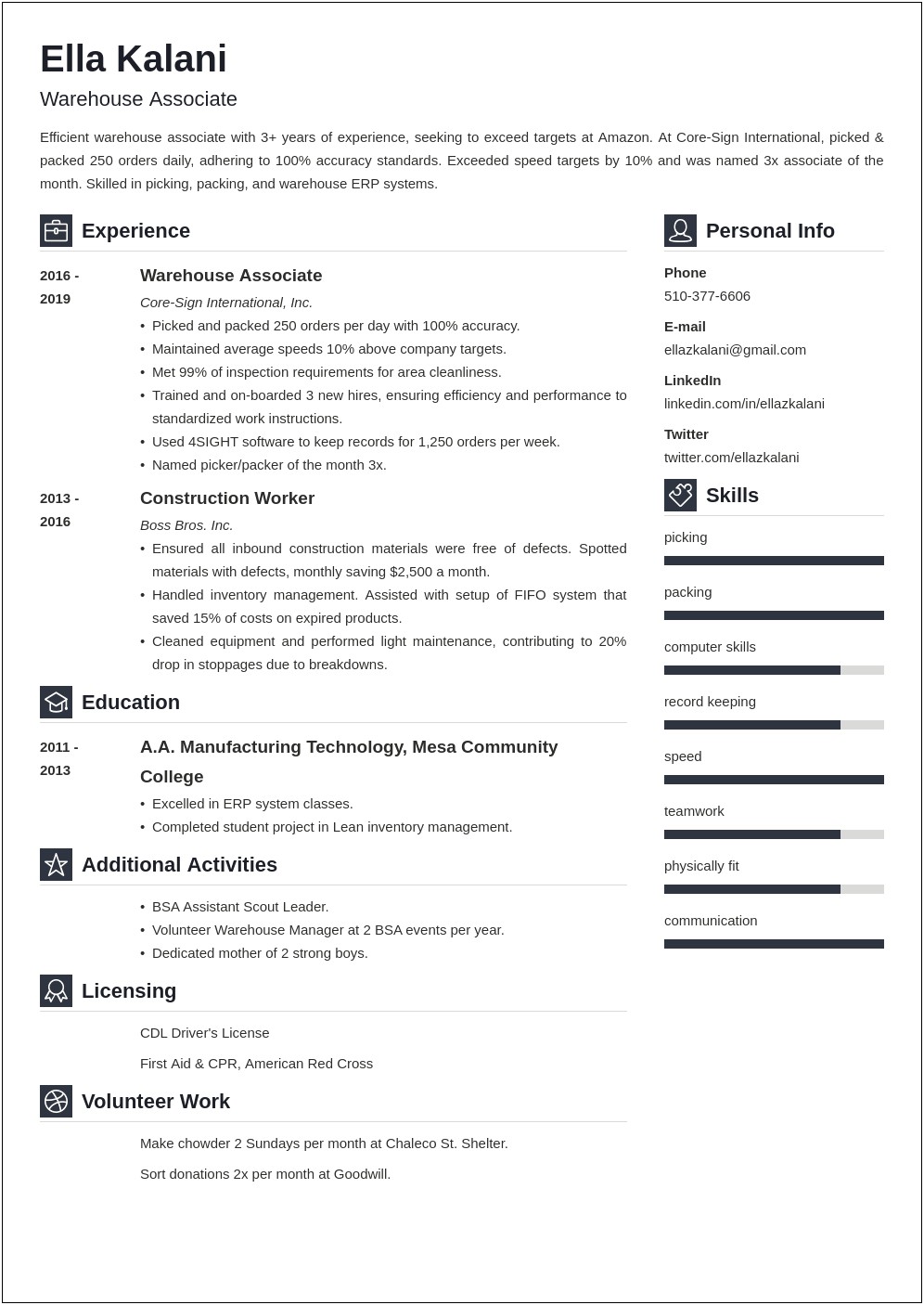 Sample Resume For Advancement With Same Company