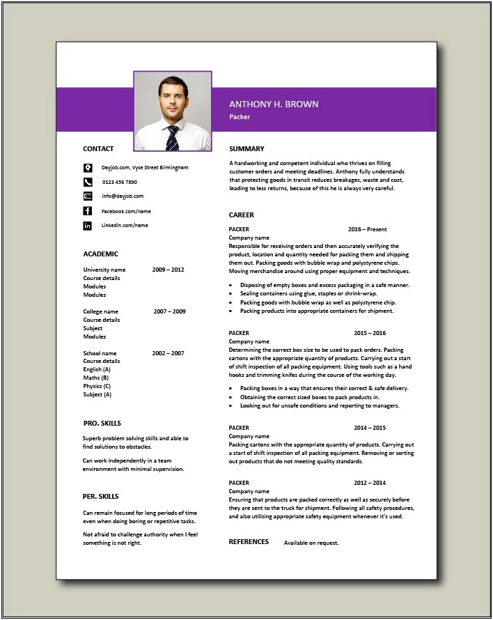 Sample Resume For Applying Abroad As Factory Worker