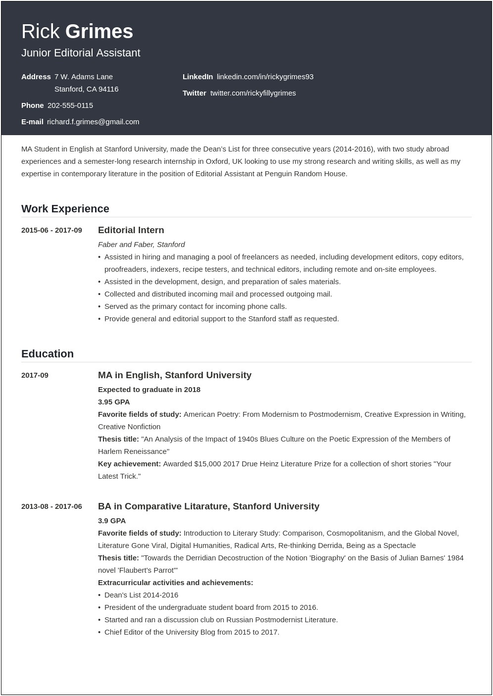 Sample Resume For Arts And Science Students