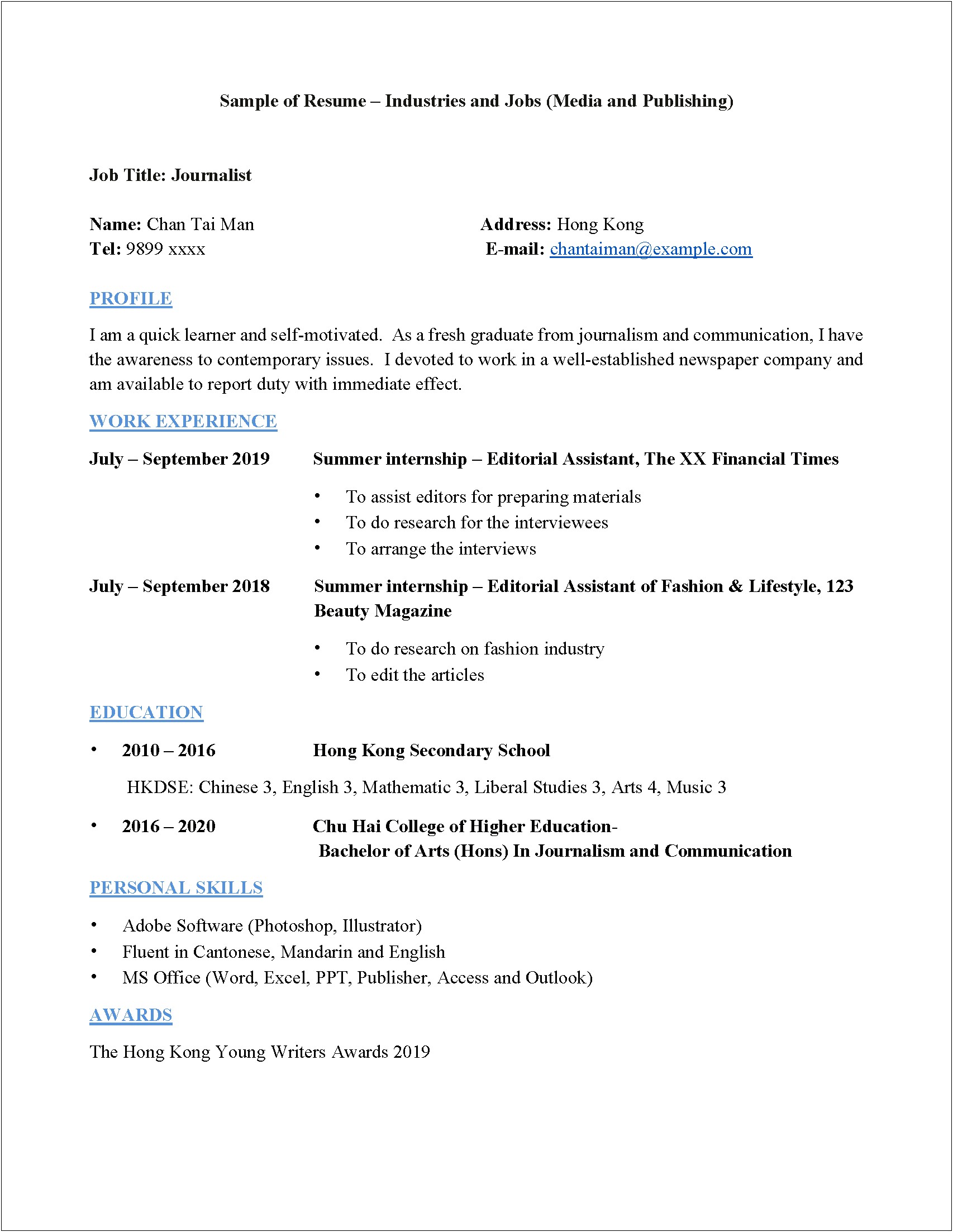 Sample Resume For Banking And Finance Fresh Graduate