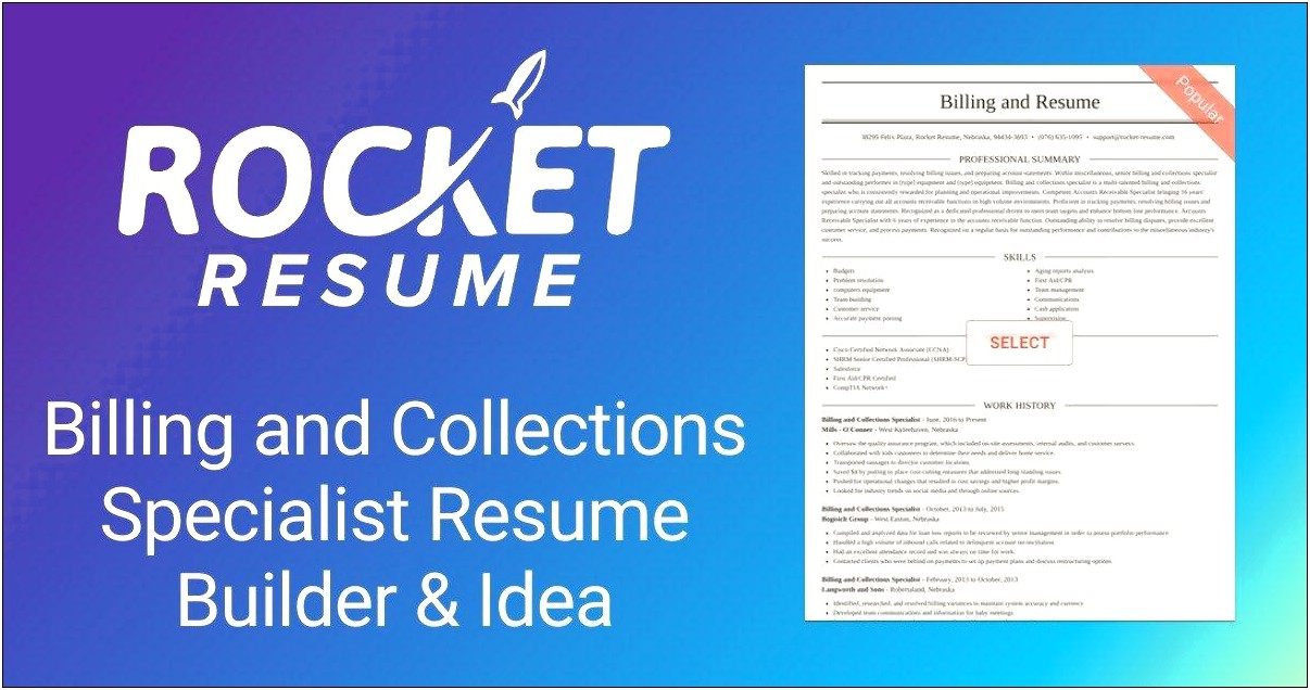 Sample Resume For Billing And Collections