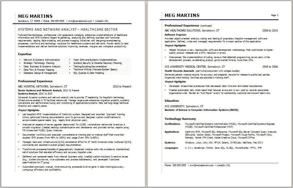 Sample Resume For Career Change To Healthcare