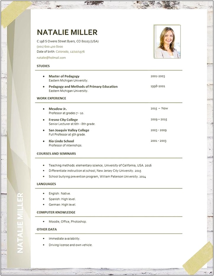 Sample Resume For Career Change To Teacher