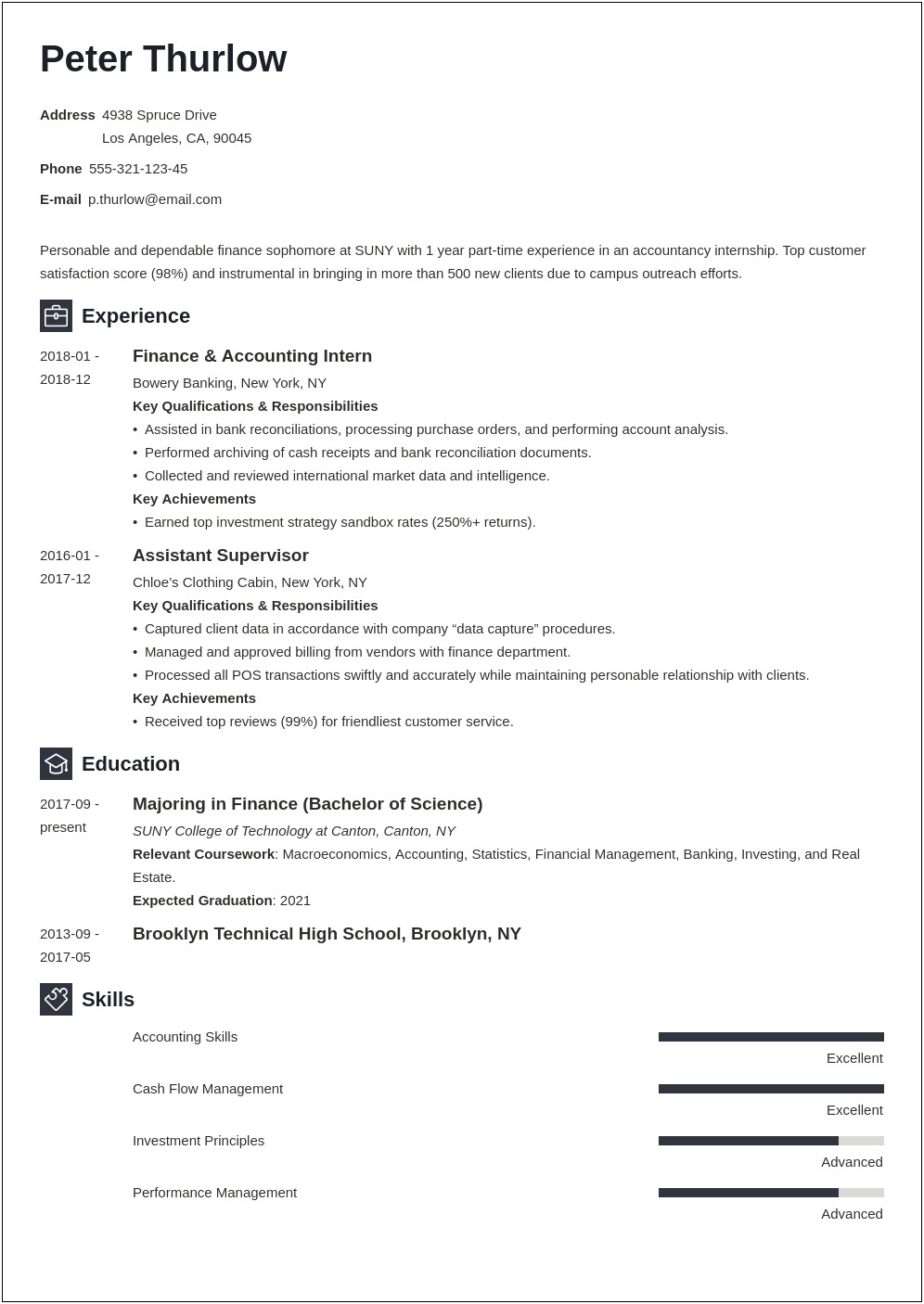 Sample Resume For Commerce Graduate Fresher