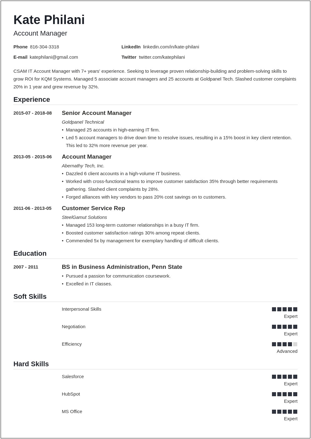 Sample Resume For Commercial Lines Account Manager