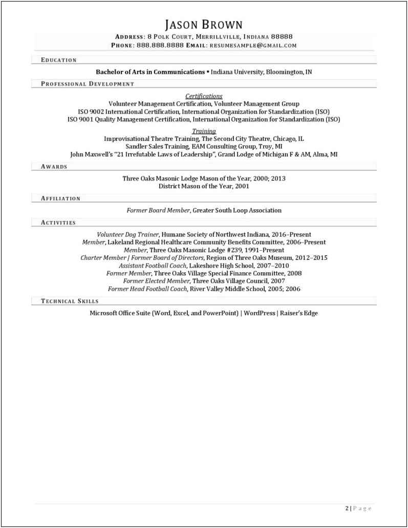 Sample Resume For Community Engagement Coordinator