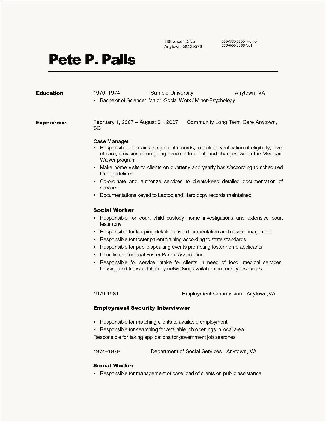 Sample Resume For Community Service Worker