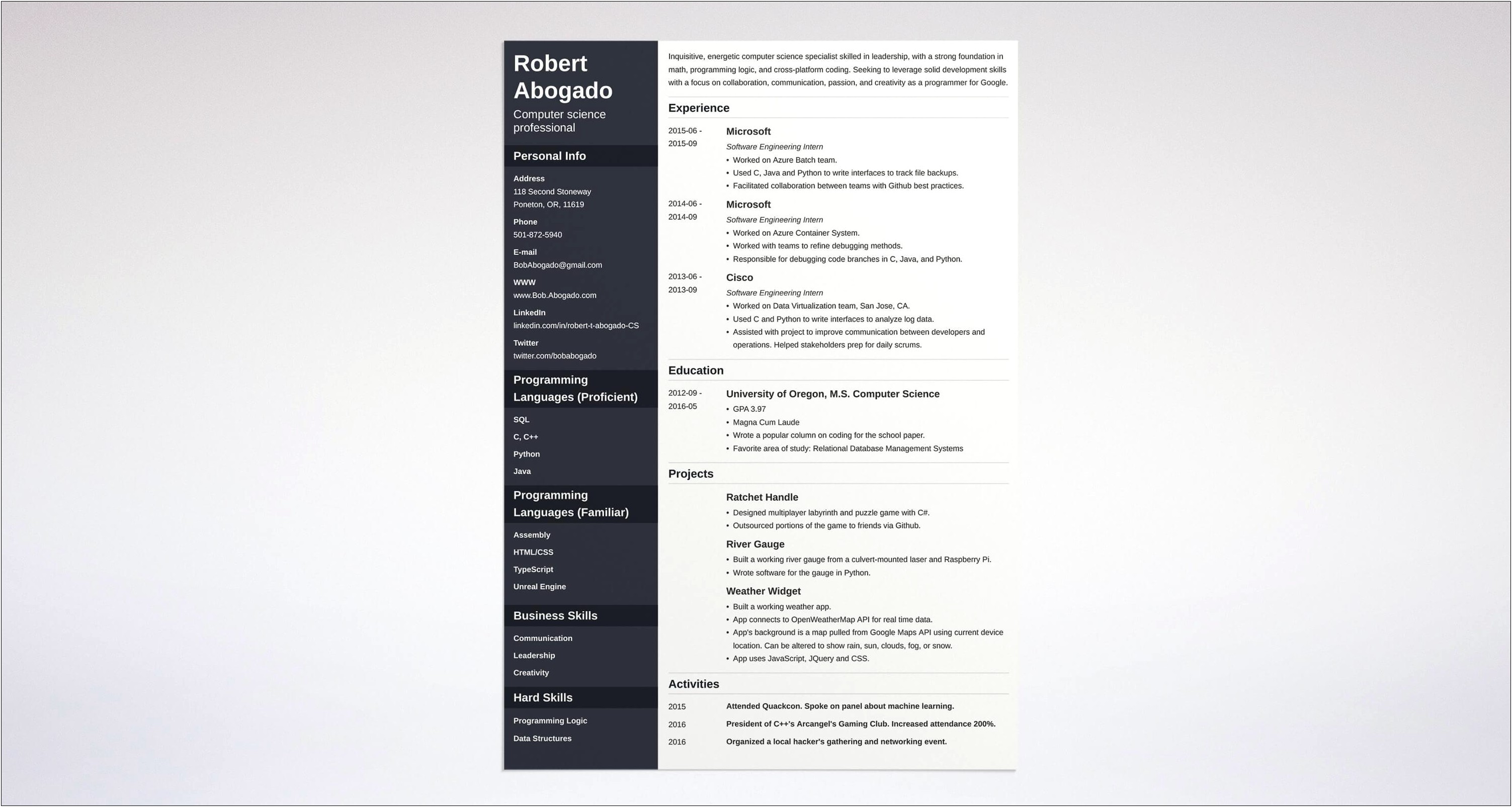 Sample Resume For Computer Science Lecturer