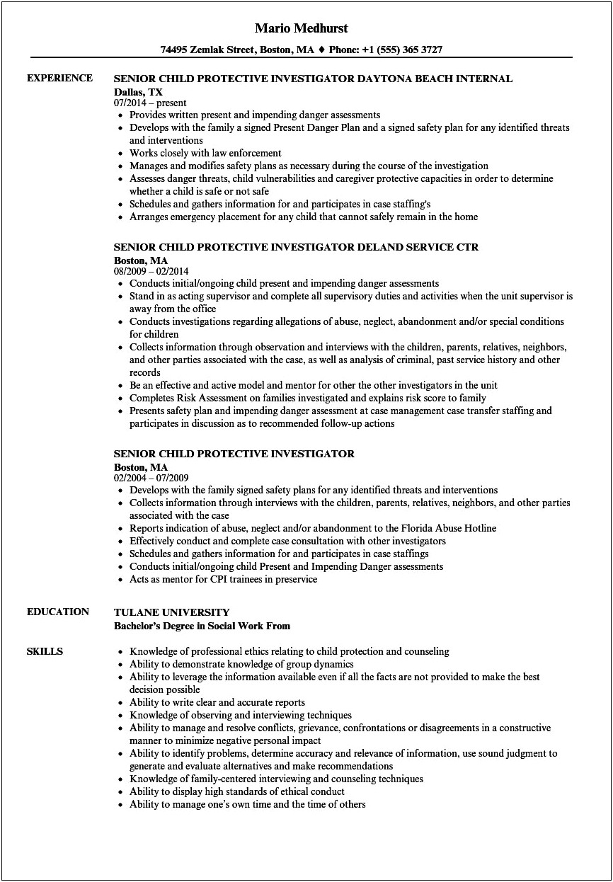 Sample Resume For Cps Energy Trainee Position