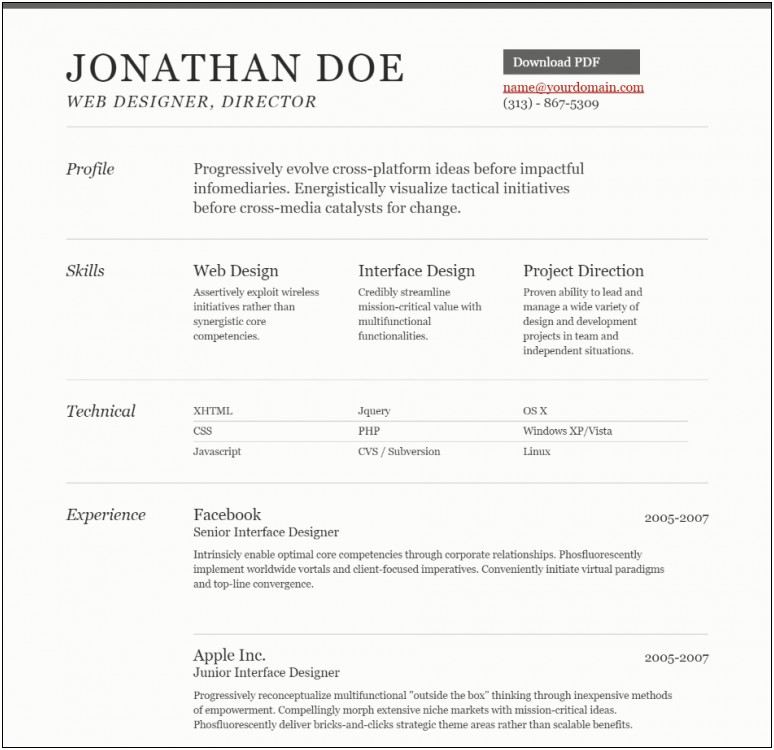 Sample Resume For Css3 Html5 Knowledge