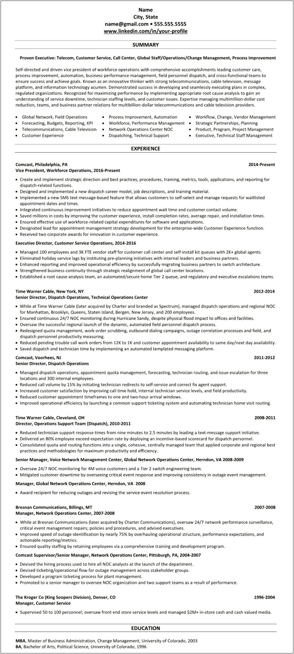 Sample Resume For Customer Care Executive In Bpo