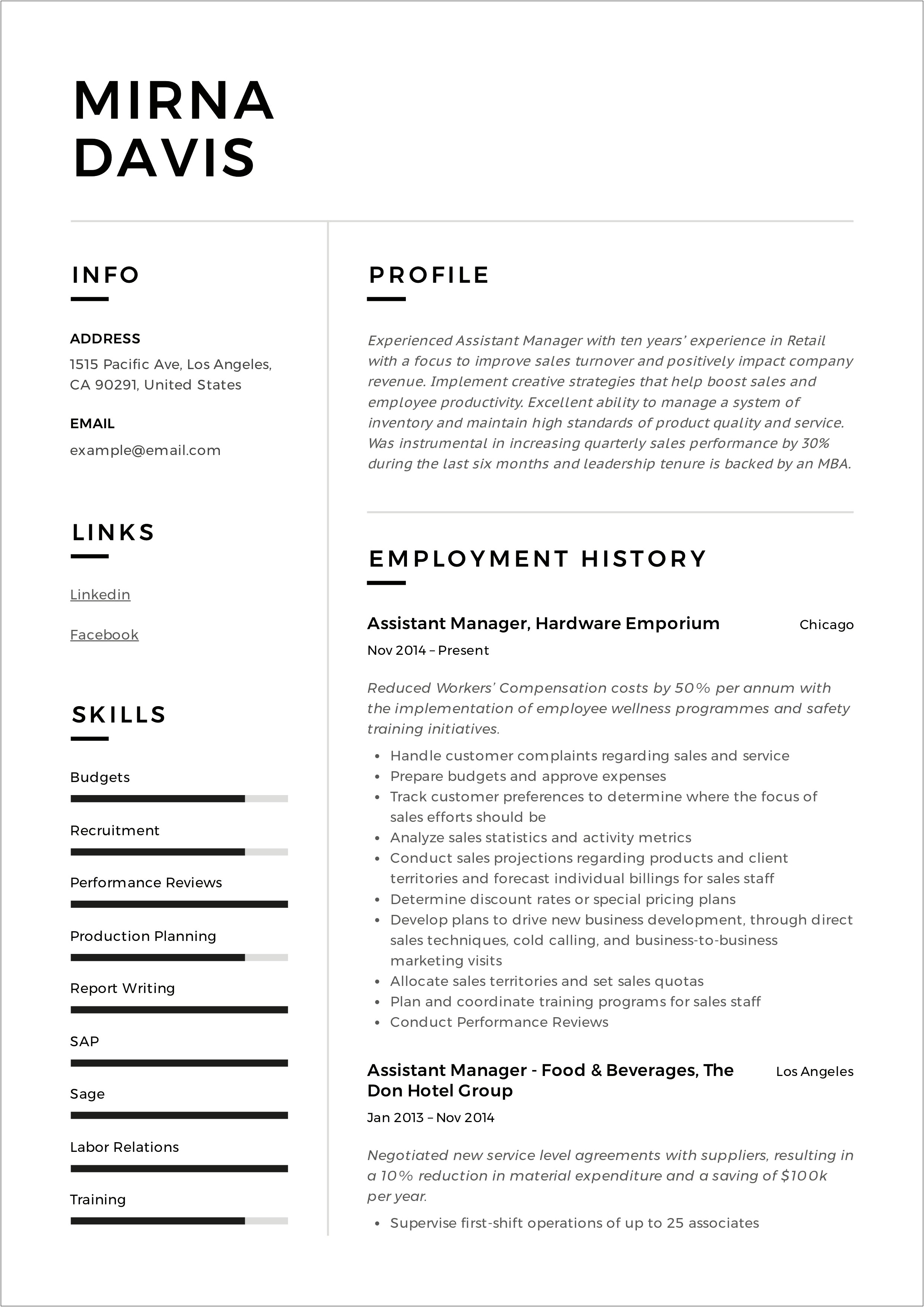 Sample Resume For Deputy Manager Accounts