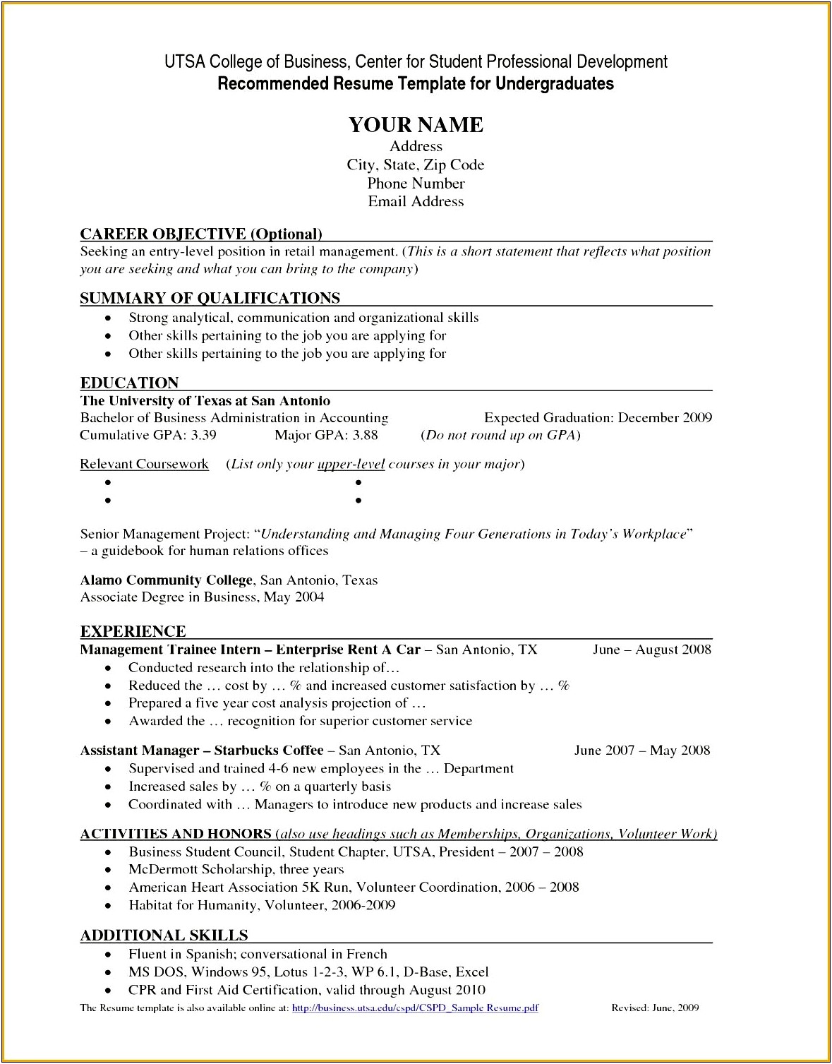 Sample Resume For Director Of Student Activities