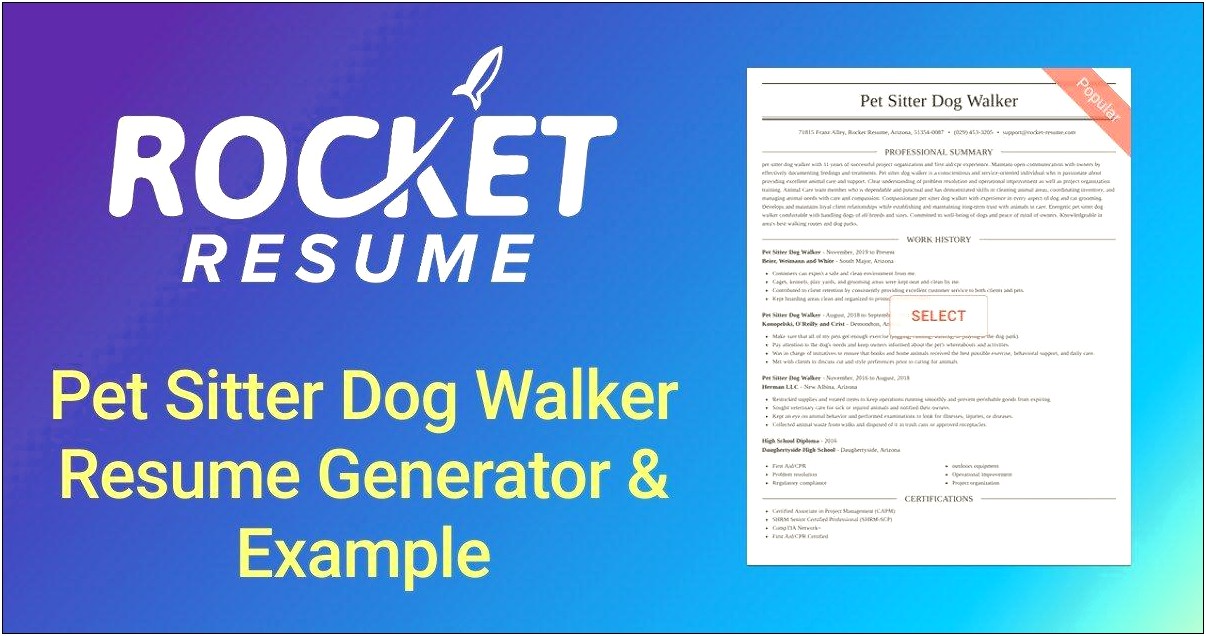 Sample Resume For Dog Daycare Supervisor