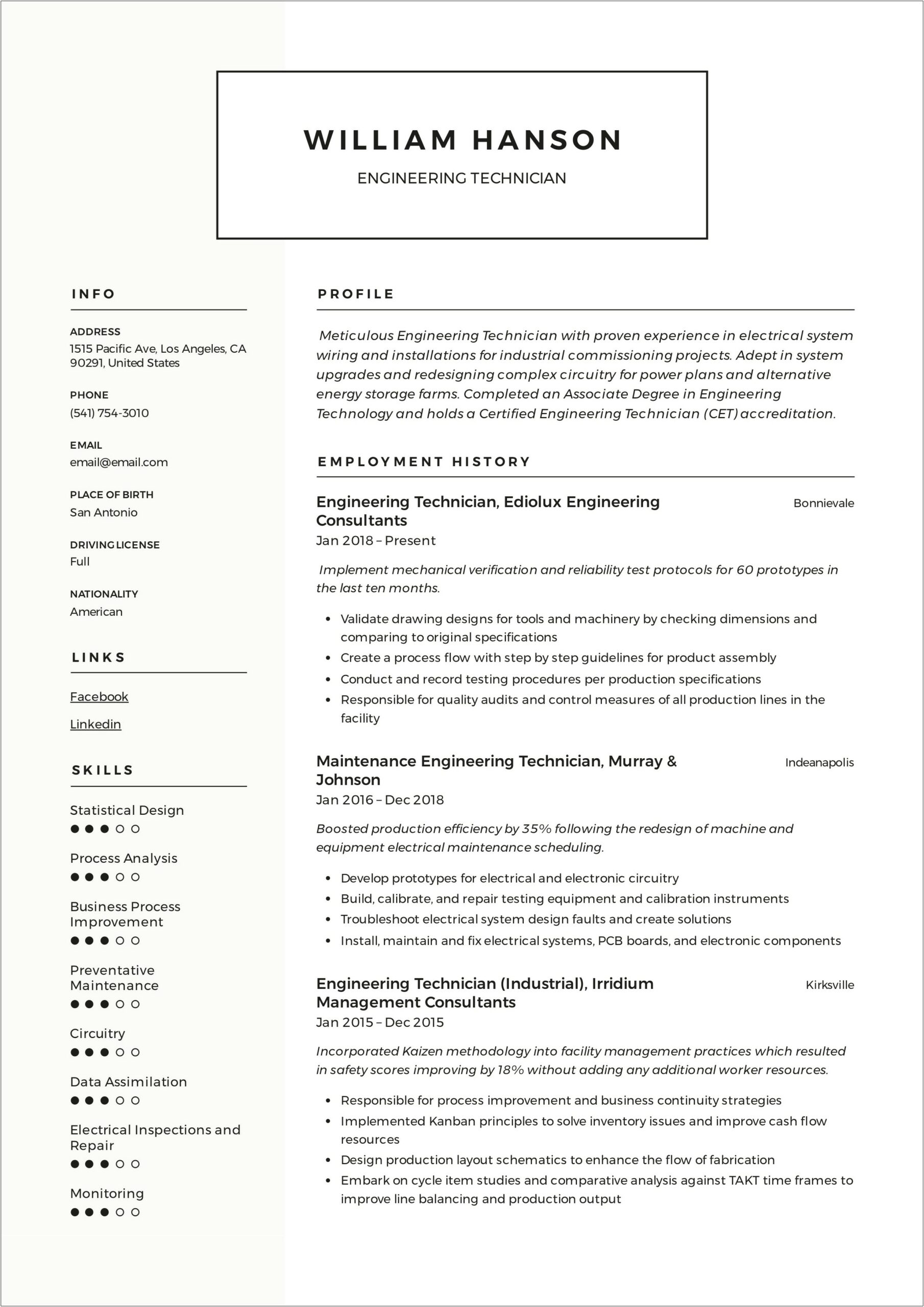 Sample Resume For Experienced Metallurgical Engineer