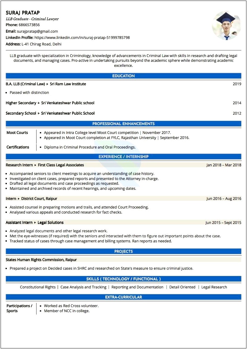 Sample Resume For Fresh Graduate Criminology