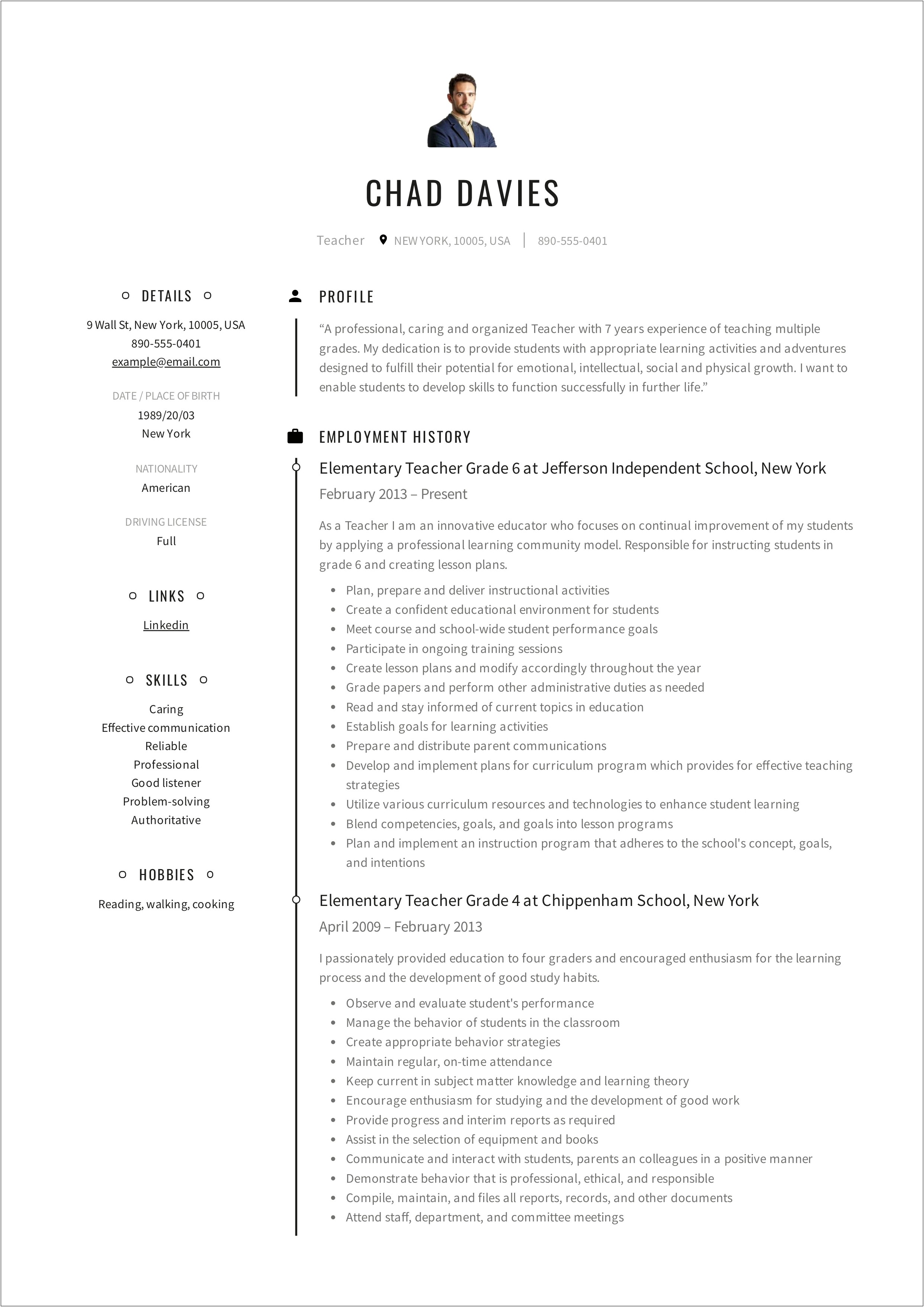 Sample Resume For Fresh Graduate Teachers Pdf