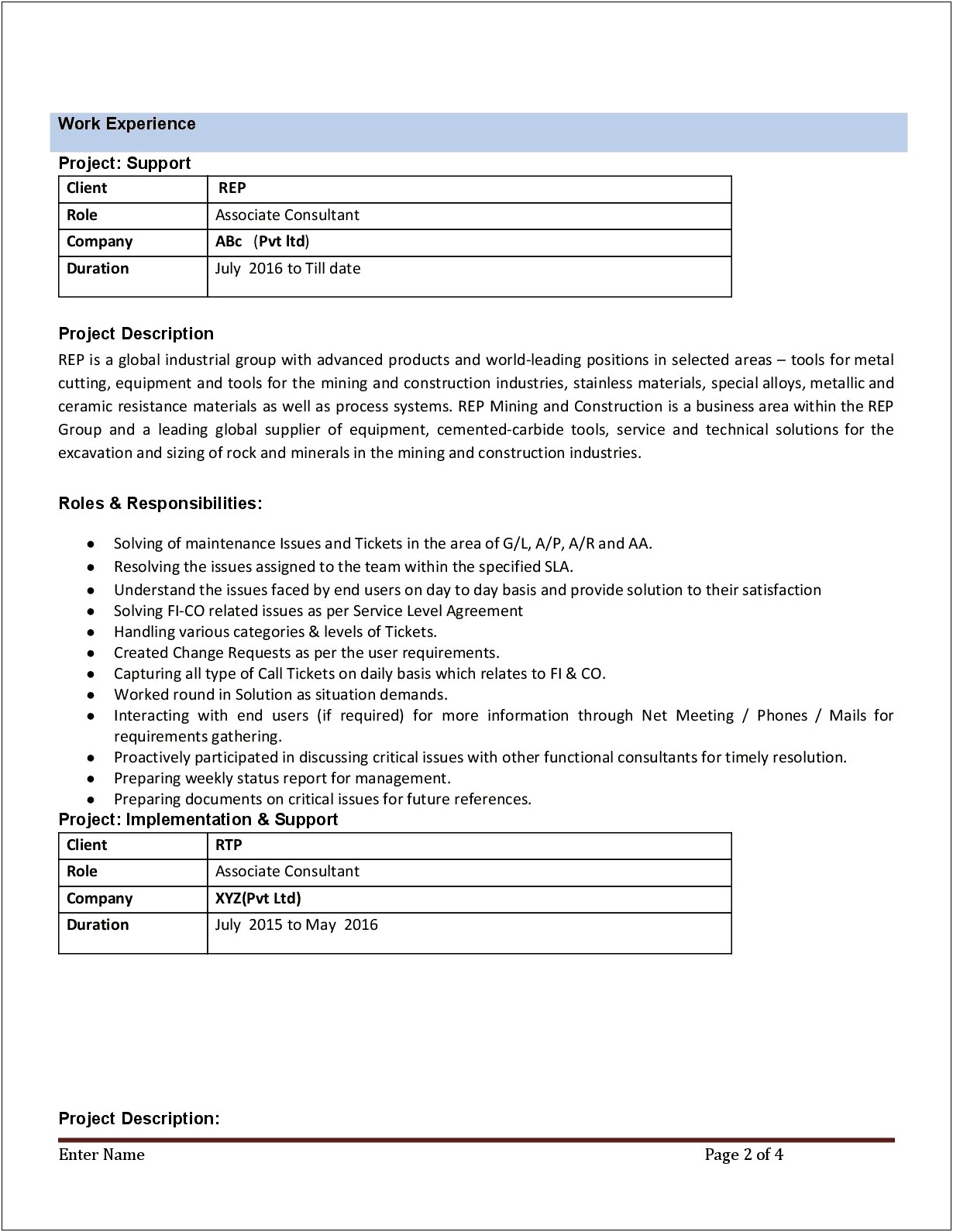 Sample Resume For Freshers Sap Sd Consultant